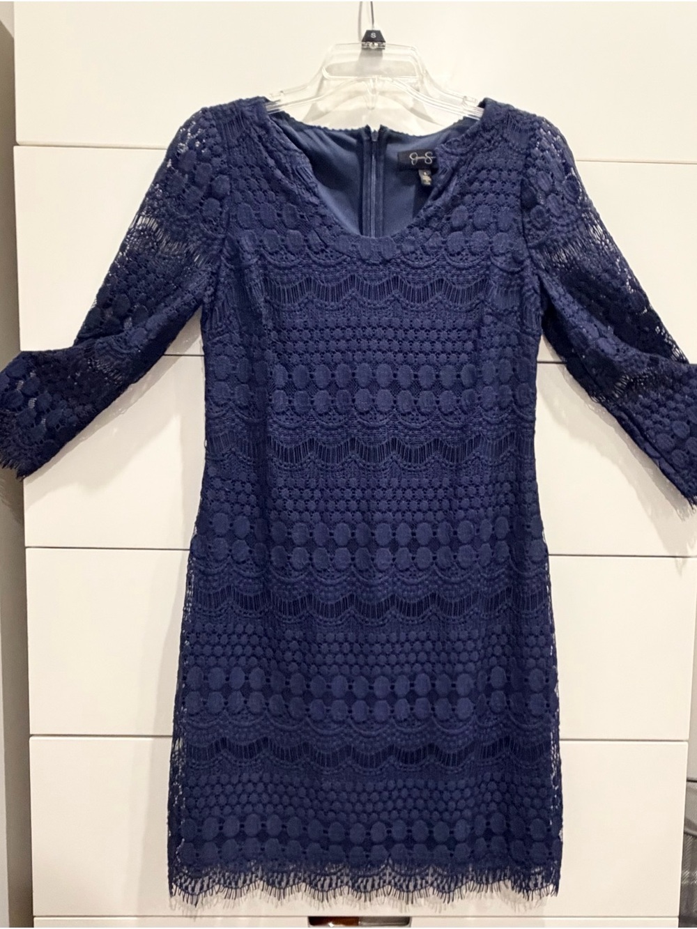 Women's Navy Lace Sheath Dress